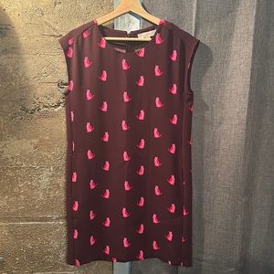 Women’s XS Loft Maroon Sleeveless Cat Dress with Pockets *Like New*